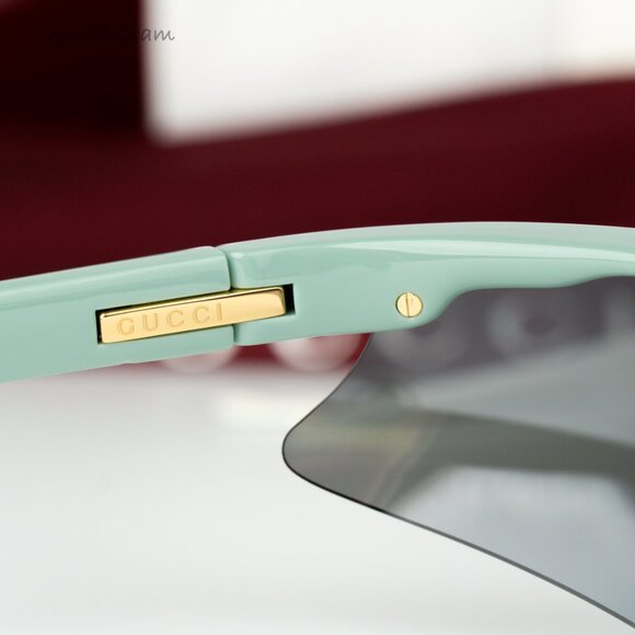 Gucci Women Sunglasses Green Silver Mirror Mask GG1774S 005 BRAND NEW - Picture 5 of 8